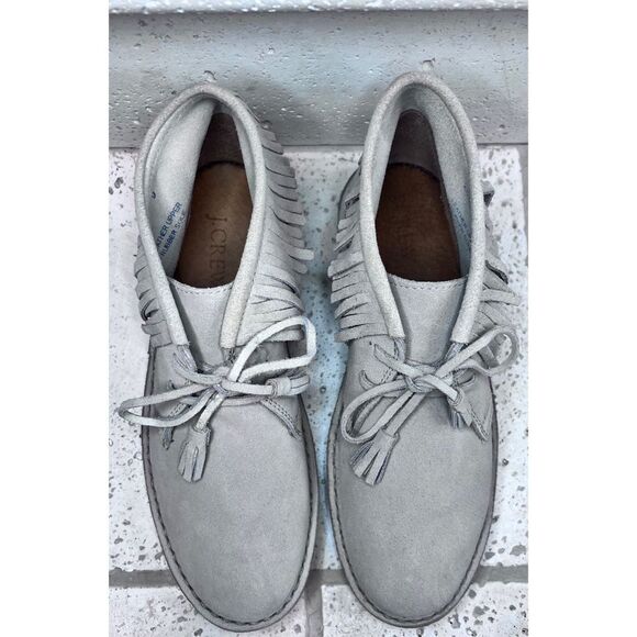 J Crew Fringed Macalister Suede Boot Tassel Laces Grey Tan Size 9 NWOB - Picture 5 of 13